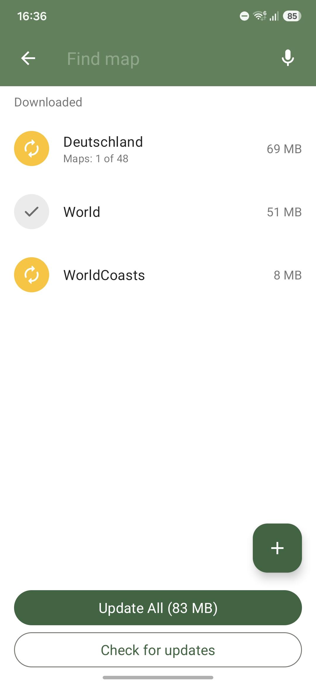 Download Maps menu
